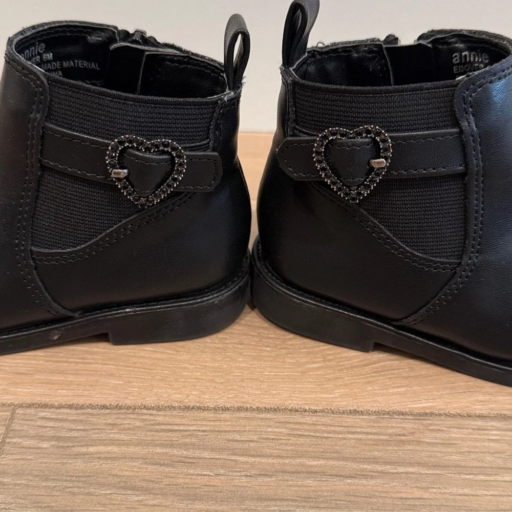 ANNIE Black Edover Bootie Side Zip‎ Fall Winter Ankle Boots Toddler Girl Size 6